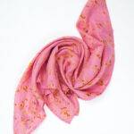 Eco-printed Silk Bandana - Pink with Yellow